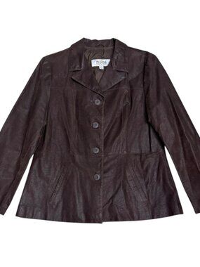 WILSONS LEATHER Brown Genuine Leather Luxury Designer Business Jacket Womens XL